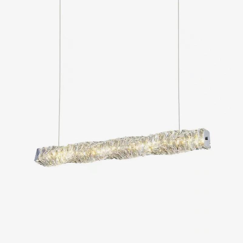 Modern Luxury Linear K9 Crystal LED Pendant Light for Kitchen Island and Dining Room