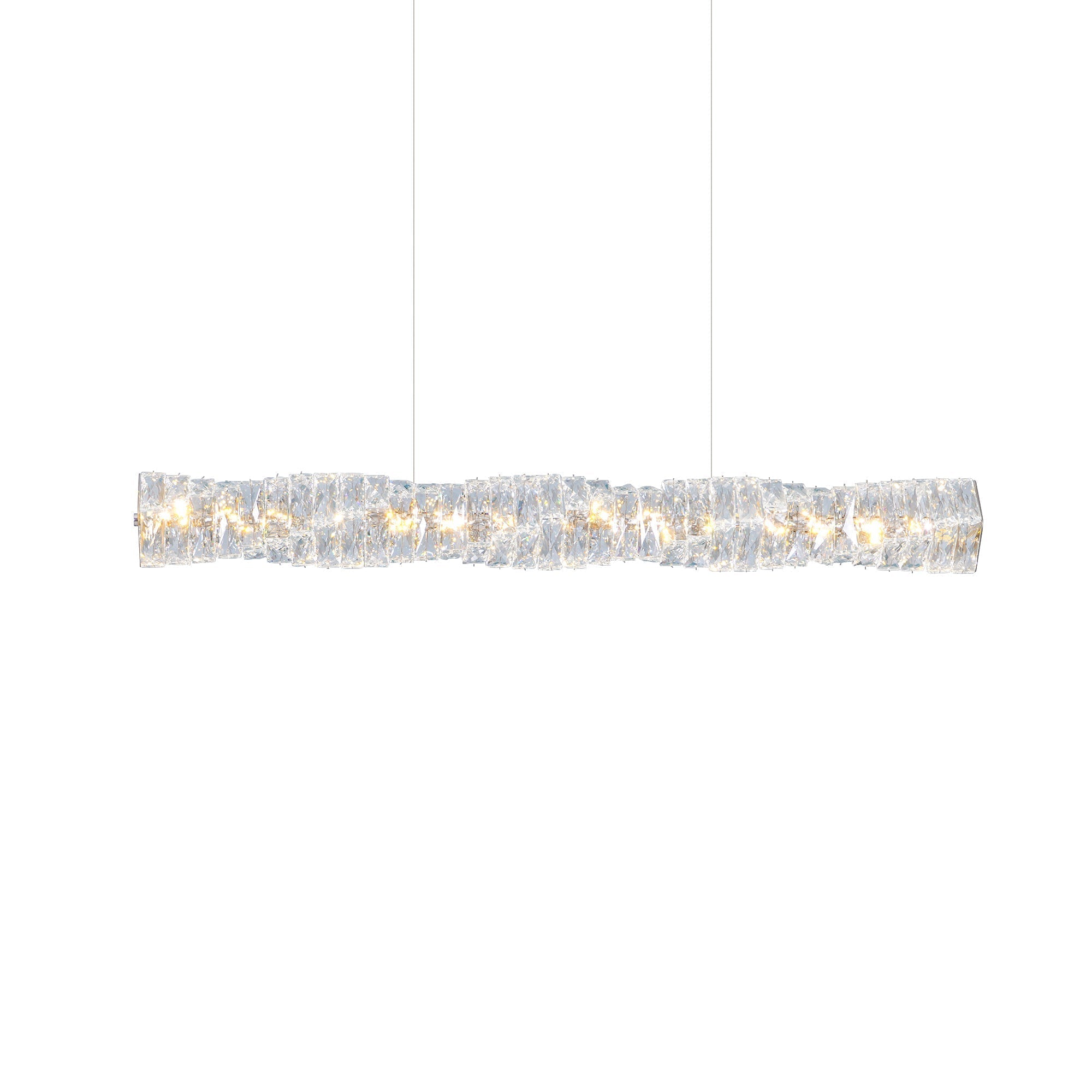 Modern Luxury Linear K9 Crystal LED Pendant Light for Kitchen Island and Dining Room