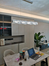 Modern Luxury Linear K9 Crystal LED Pendant Light for Kitchen Island and Dining Room