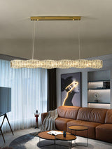 Modern Luxury Linear K9 Crystal LED Pendant Light for Kitchen Island and Dining Room