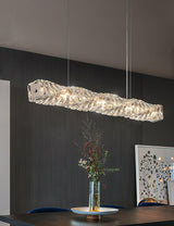 Modern Luxury Linear K9 Crystal LED Pendant Light for Kitchen Island and Dining Room