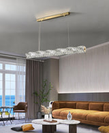 Modern Luxury Linear K9 Crystal LED Pendant Light for Kitchen Island and Dining Room
