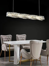 Modern Luxury Linear K9 Crystal LED Pendant Light for Kitchen Island and Dining Room