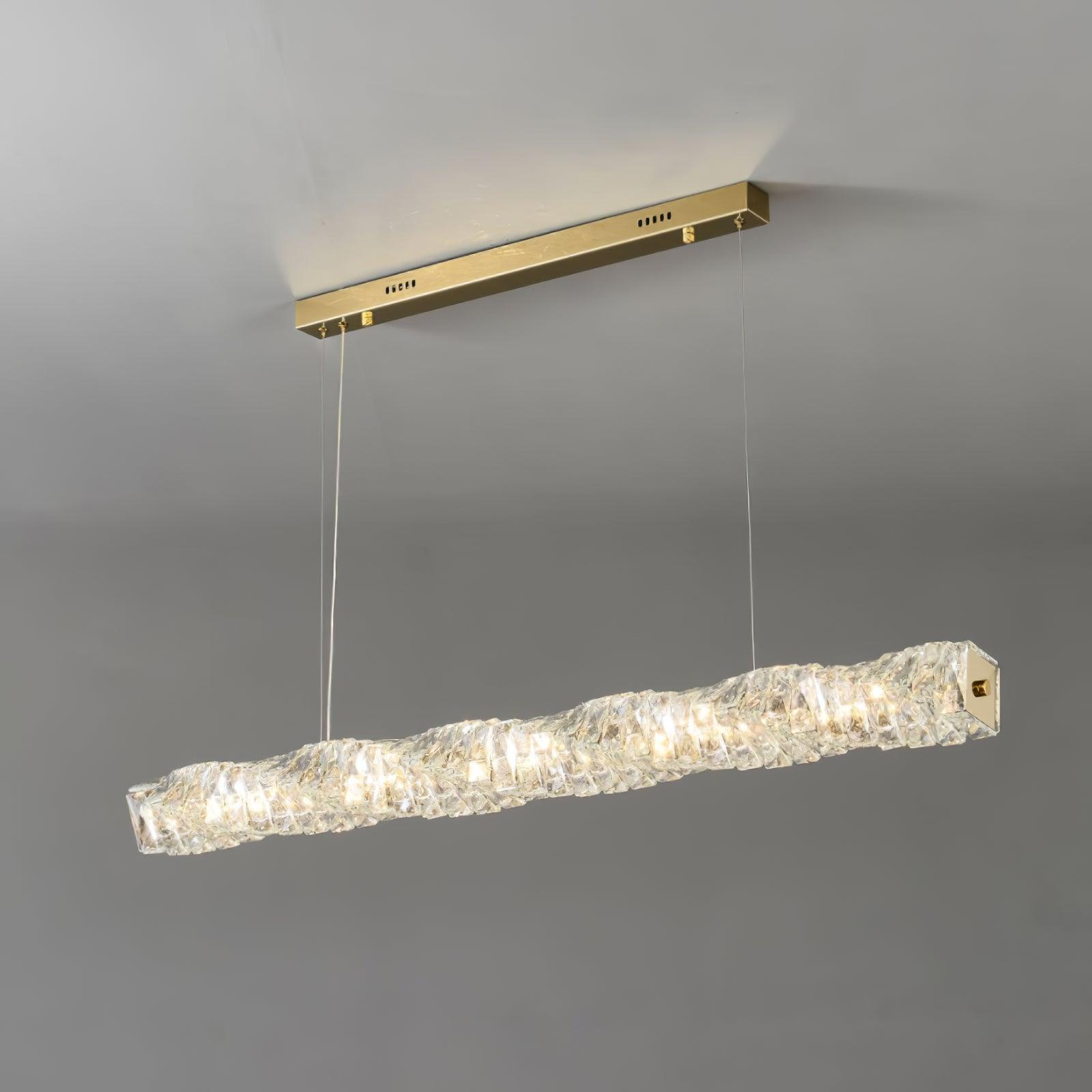 Modern Luxury Linear K9 Crystal LED Pendant Light for Kitchen Island and Dining Room