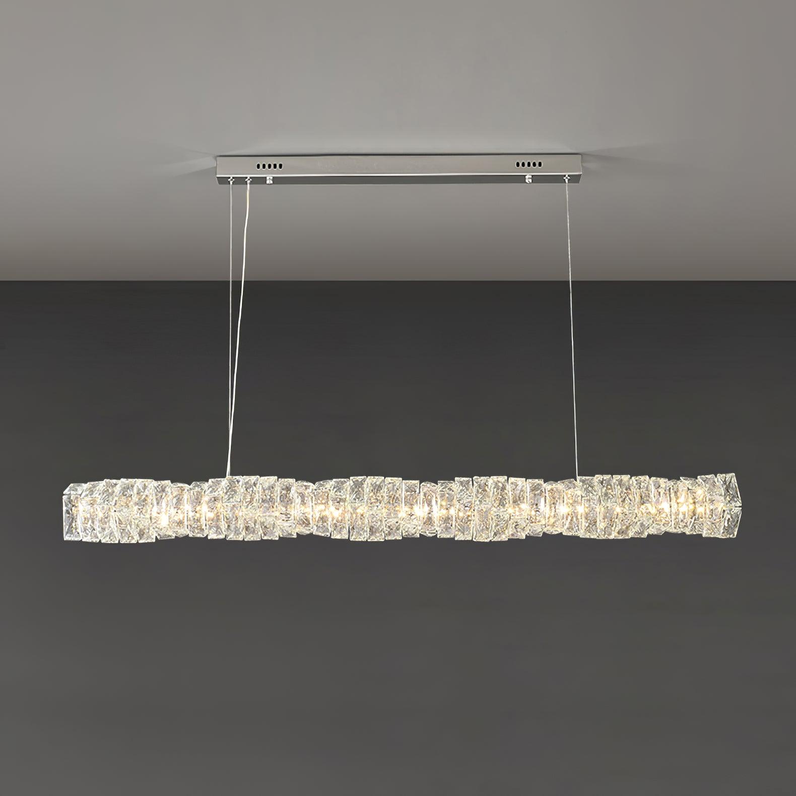 Modern Luxury Linear K9 Crystal LED Pendant Light for Kitchen Island and Dining Room
