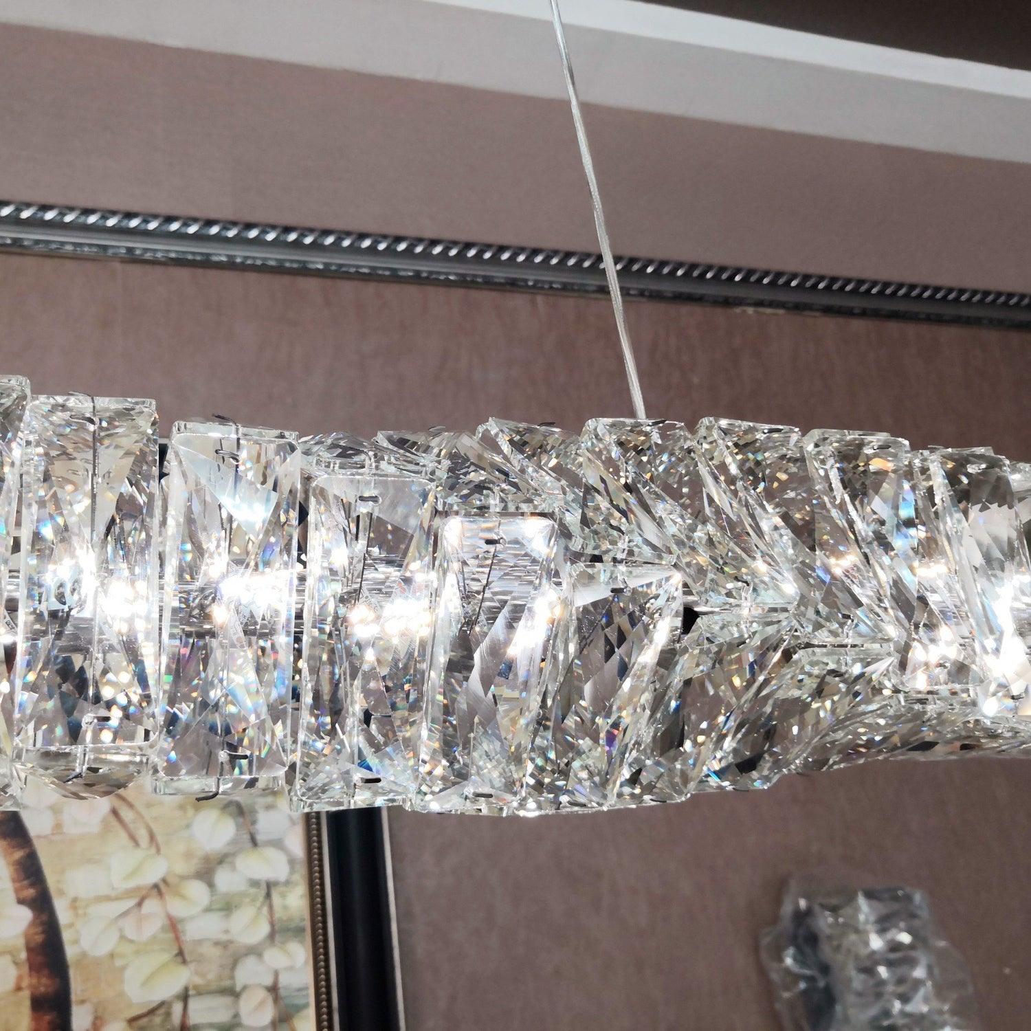 Modern Luxury Linear K9 Crystal LED Pendant Light for Kitchen Island and Dining Room