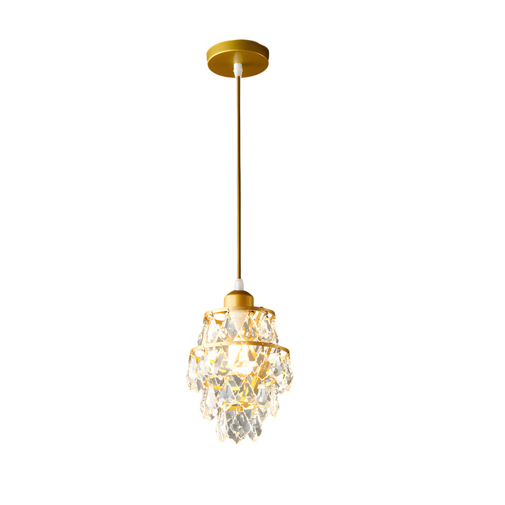 Modern Luxury Mini Crystal Pendant Light Single Light Hanging Fixture for Bedroom and Dining Room