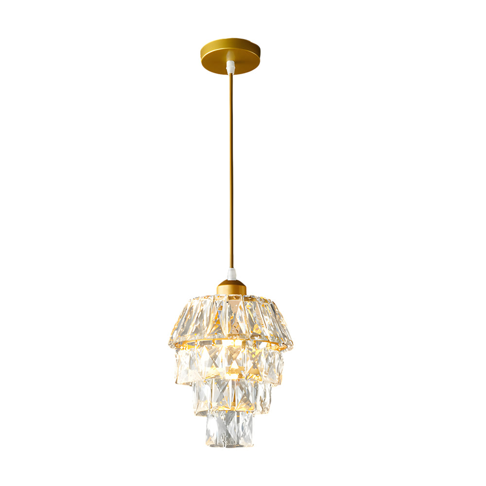 Modern Luxury Mini Crystal Pendant Light Single Light Hanging Fixture for Bedroom and Dining Room