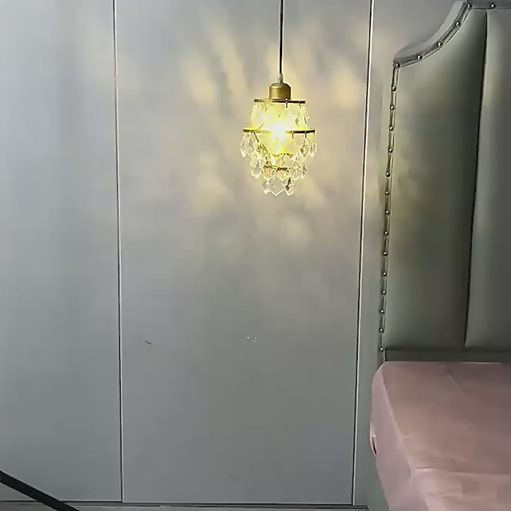 Modern Luxury Mini Crystal Pendant Light Single Light Hanging Fixture for Bedroom and Dining Room