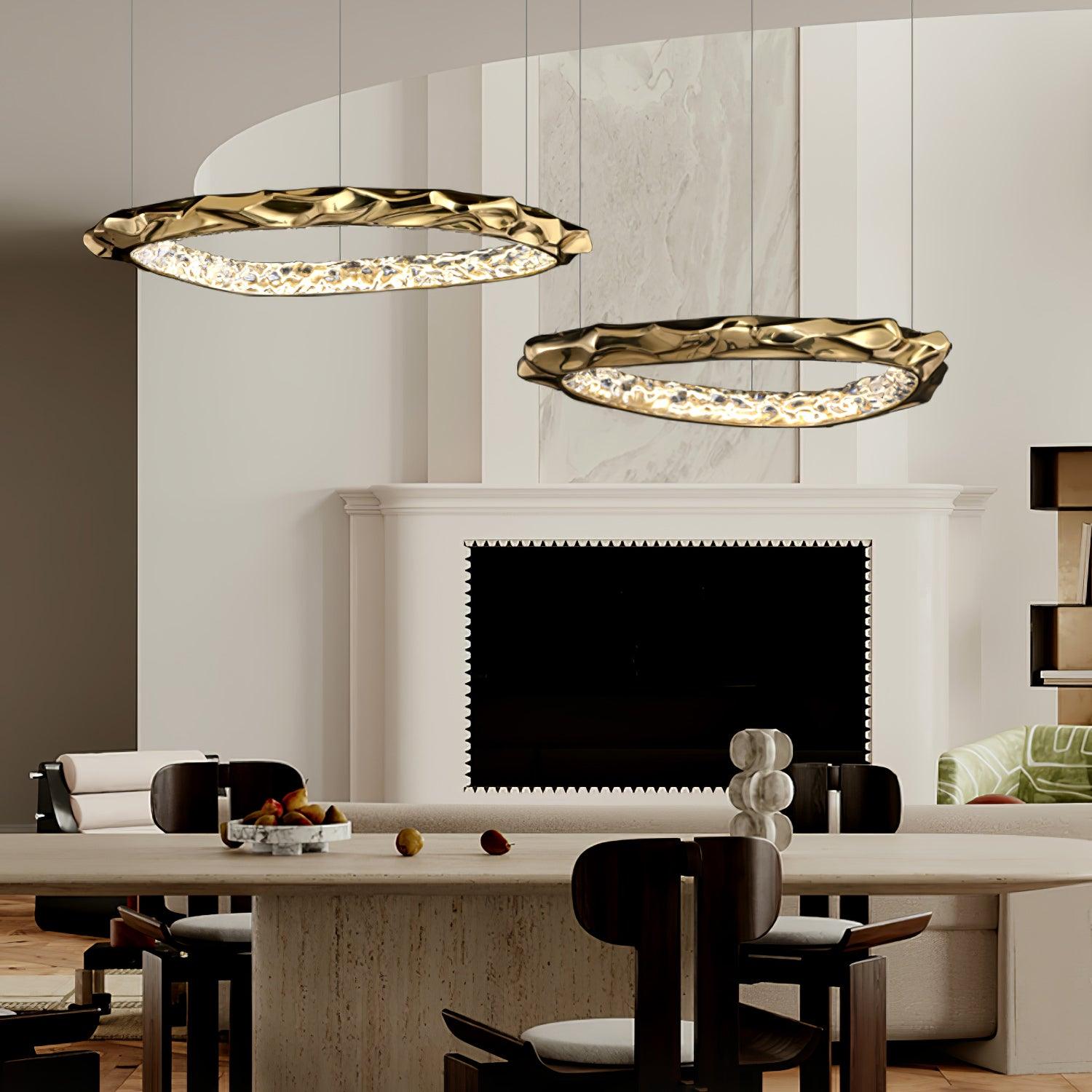 Modern Luxury Resin Circlet Brass Pendant Light with Integrated LED for Elegant Interiors