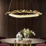 Modern Luxury Resin Circlet Brass Pendant Light with Integrated LED for Elegant Interiors