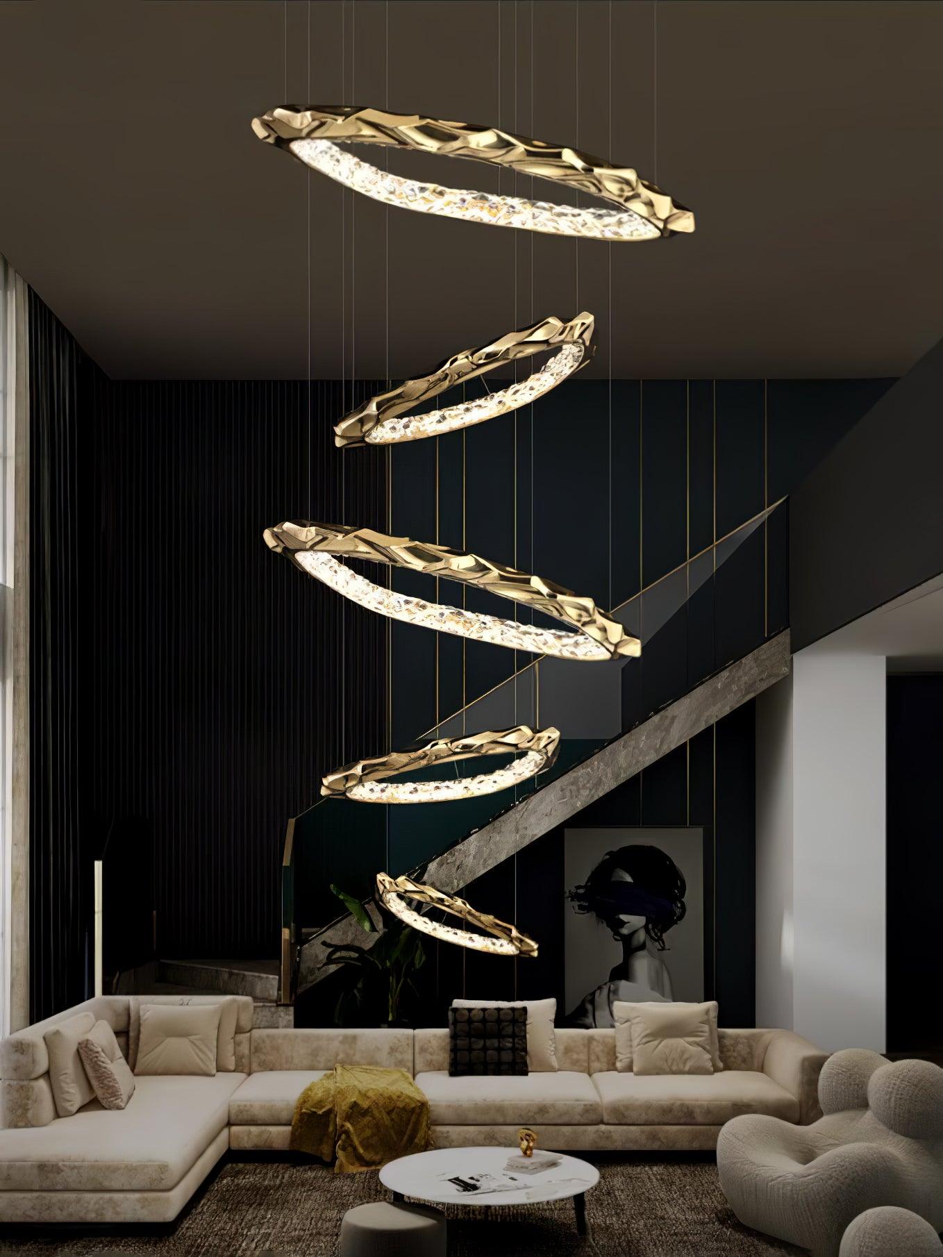 Modern Luxury Resin Circlet Brass Pendant Light with Integrated LED for Elegant Interiors