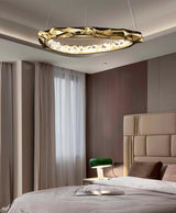 Modern Luxury Resin Circlet Brass Pendant Light with Integrated LED for Elegant Interiors