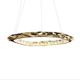 Modern Luxury Resin Circlet Brass Pendant Light with Integrated LED for Elegant Interiors