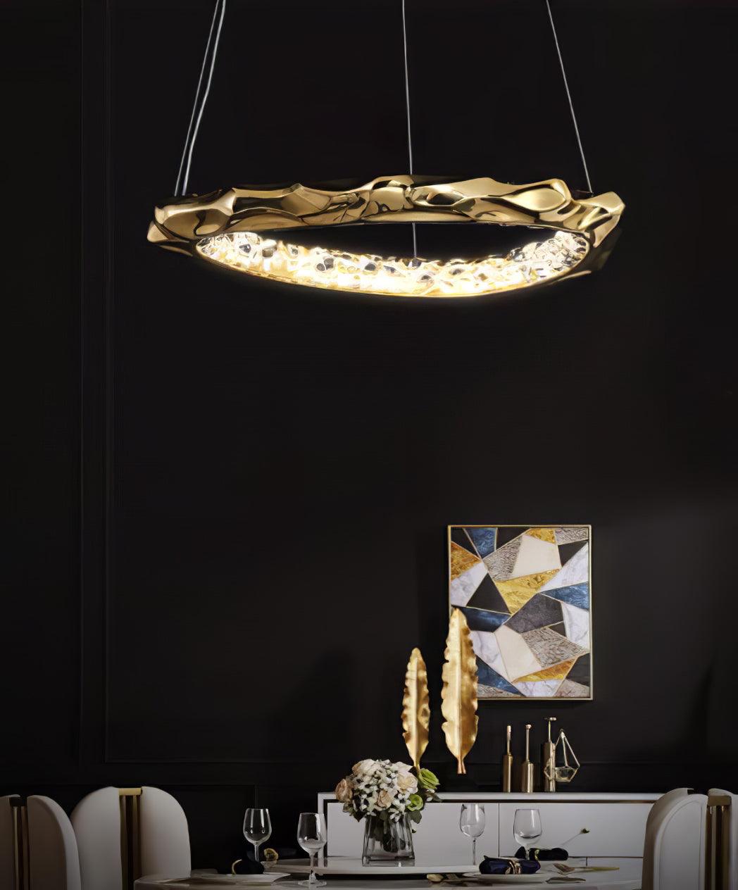 Modern Luxury Resin Circlet Brass Pendant Light with Integrated LED for Elegant Interiors