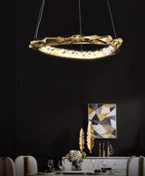 Modern Luxury Resin Circlet Brass Pendant Light with Integrated LED for Elegant Interiors