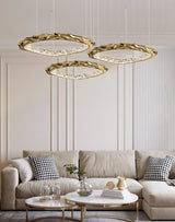 Modern Luxury Resin Circlet Brass Pendant Light with Integrated LED for Elegant Interiors