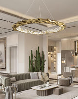 Modern Luxury Resin Circlet Brass Pendant Light with Integrated LED for Elegant Interiors