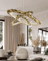 Modern Luxury Resin Circlet Brass Pendant Light with Integrated LED for Elegant Interiors