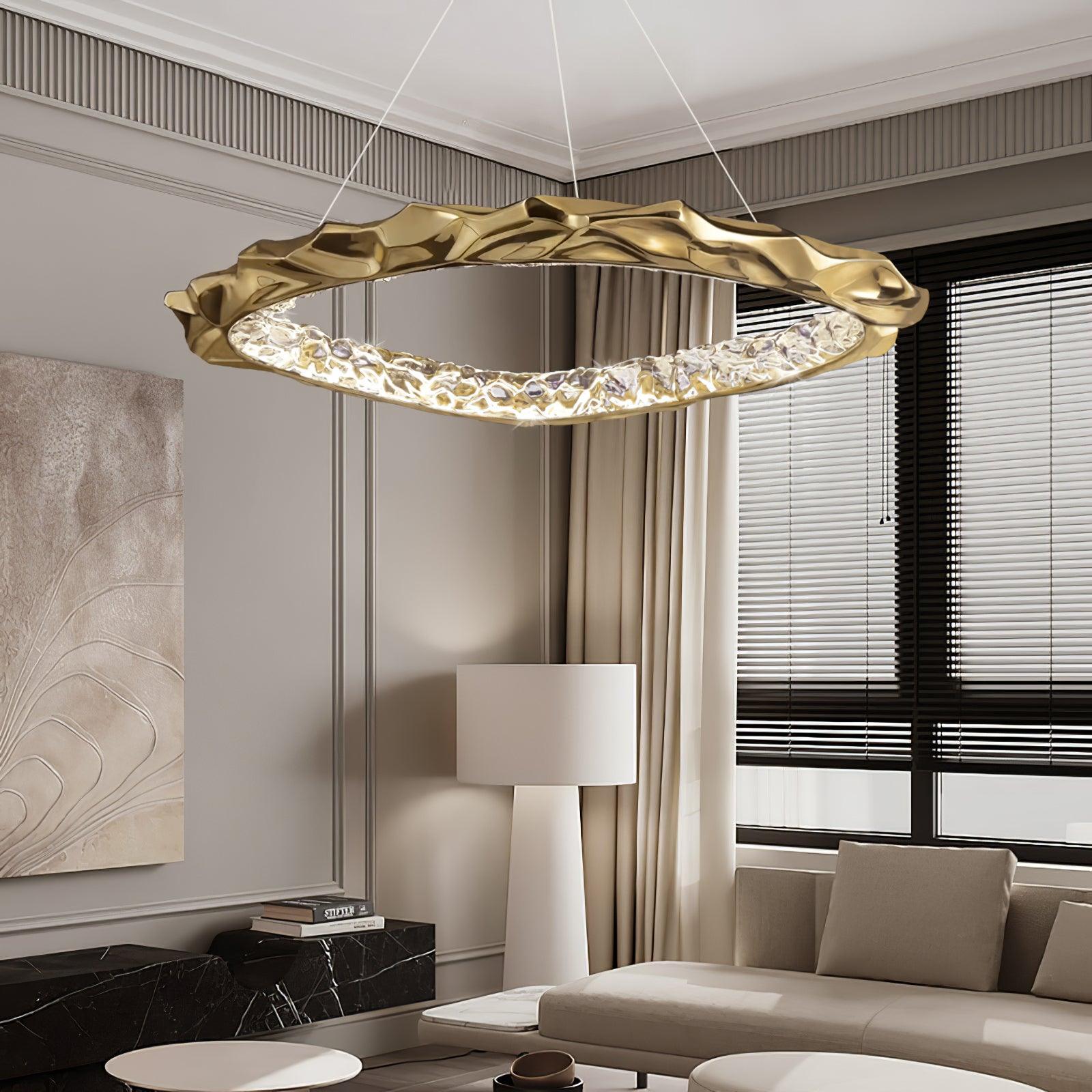 Modern Luxury Resin Circlet Brass Pendant Light with Integrated LED for Elegant Interiors