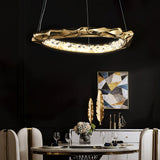 Modern Luxury Resin Circlet Brass Pendant Light with Integrated LED for Elegant Interiors