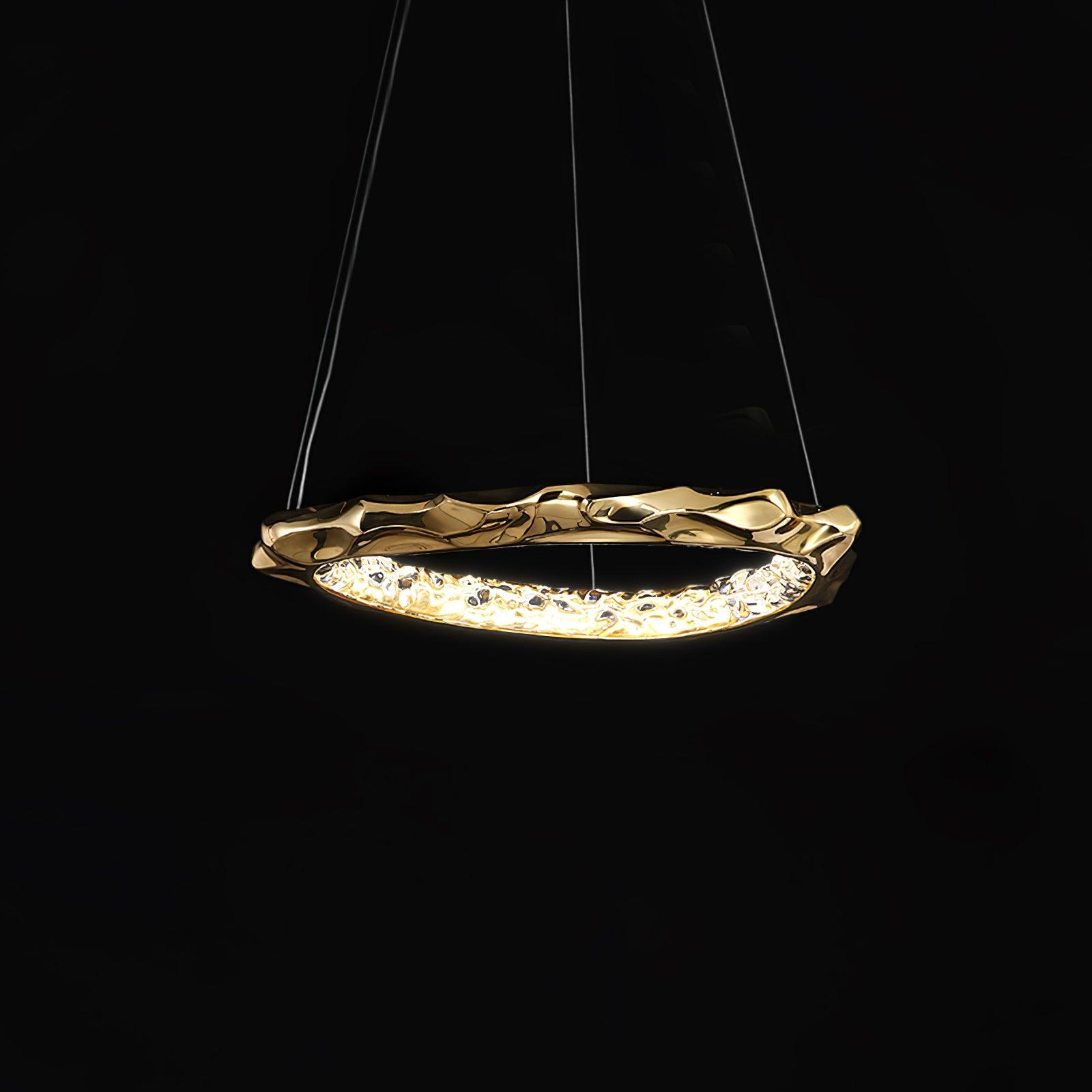 Modern Luxury Resin Circlet Brass Pendant Light with Integrated LED for Elegant Interiors