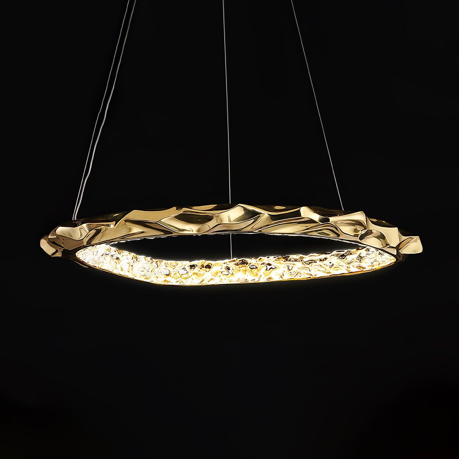 Modern Luxury Resin Circlet Brass Pendant Light with Integrated LED for Elegant Interiors