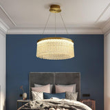 Modern Luxury Ring Crystal Glass Pendant Light Chrome LED Chandelier for Living Room