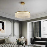 Modern Luxury Ring Crystal Glass Pendant Light Chrome LED Chandelier for Living Room