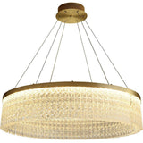 Modern Luxury Ring Crystal Glass Pendant Light Chrome LED Chandelier for Living Room