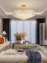 Modern Luxury Snowflake Glass Chandelier Gold Round Crystal Pendant Lighting