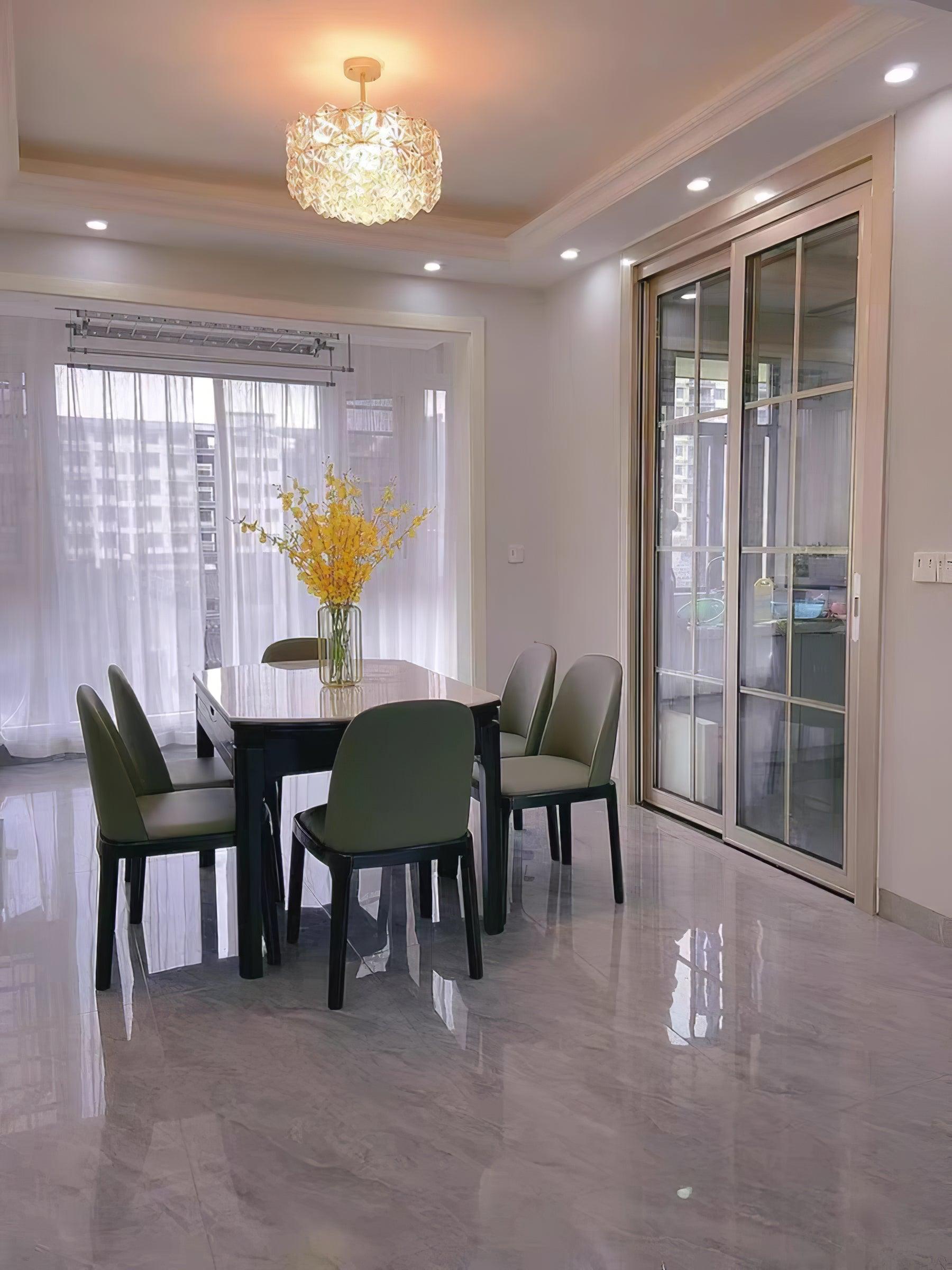 Modern Luxury Snowflake Glass Chandelier Gold Round Crystal Pendant Lighting