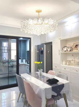 Modern Luxury Snowflake Glass Chandelier Gold Round Crystal Pendant Lighting
