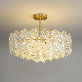 Modern Luxury Snowflake Glass Chandelier Gold Round Crystal Pendant Lighting