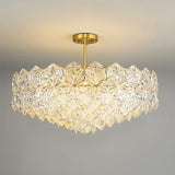 Modern Luxury Snowflake Glass Chandelier Gold Round Crystal Pendant Lighting