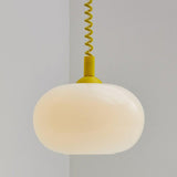 Modern Macaron Spring Glass Pendant Light Colorful Metal Fixture for Kitchen Dining Rooms