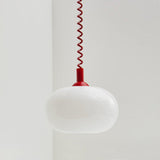 Modern Macaron Spring Glass Pendant Light Colorful Metal Fixture for Kitchen Dining Rooms