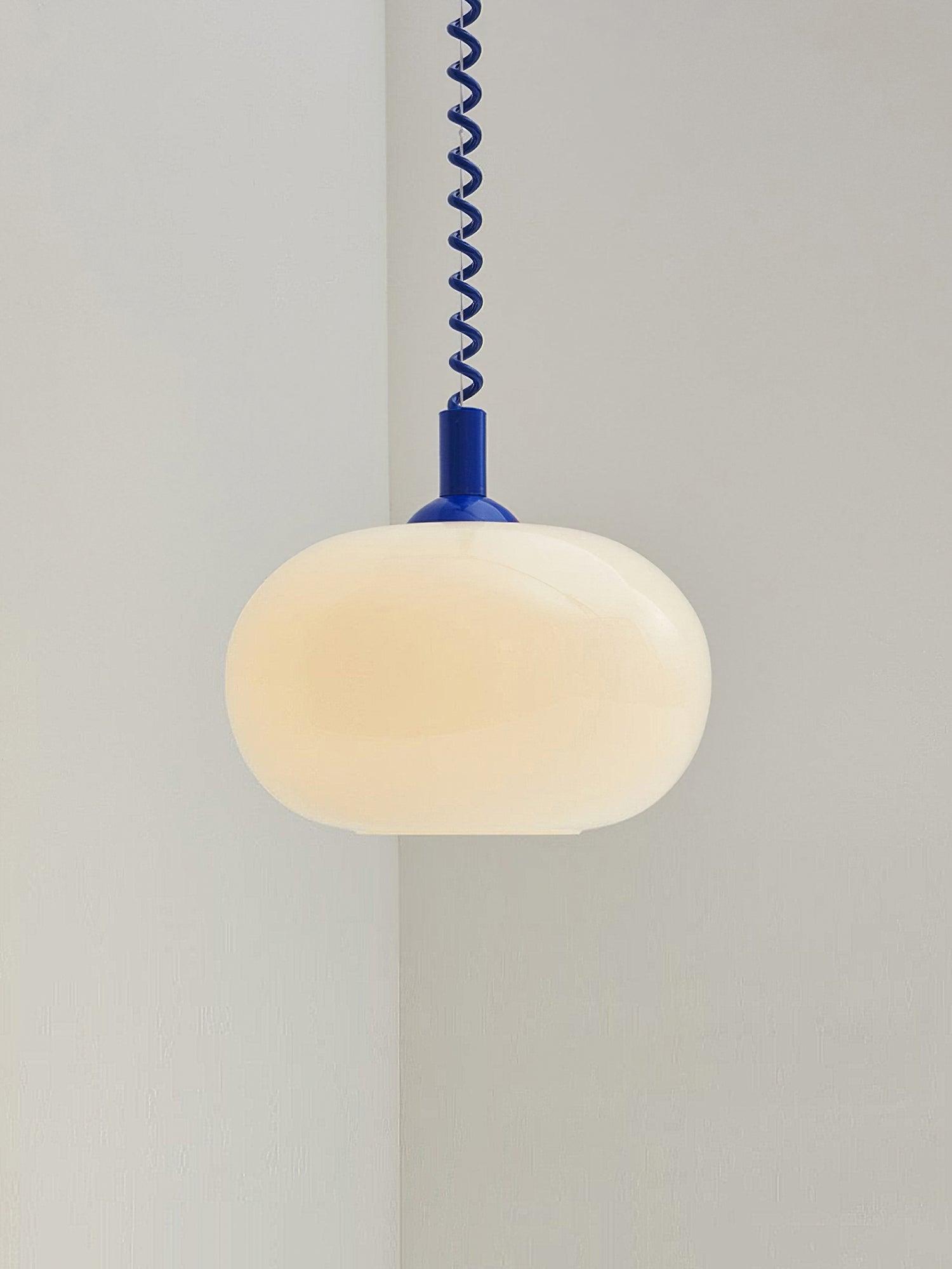 Modern Macaron Spring Glass Pendant Light Colorful Metal Fixture for Kitchen Dining Rooms