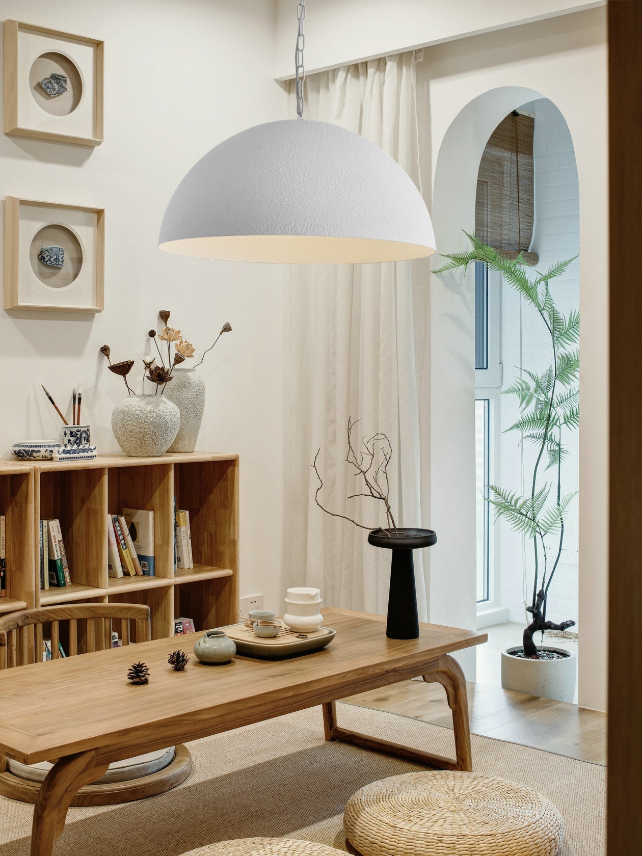 Modern Magma Dome Pendant Light Large White Metal Ceiling Hanging Lamp for Kitchen and Dining Room