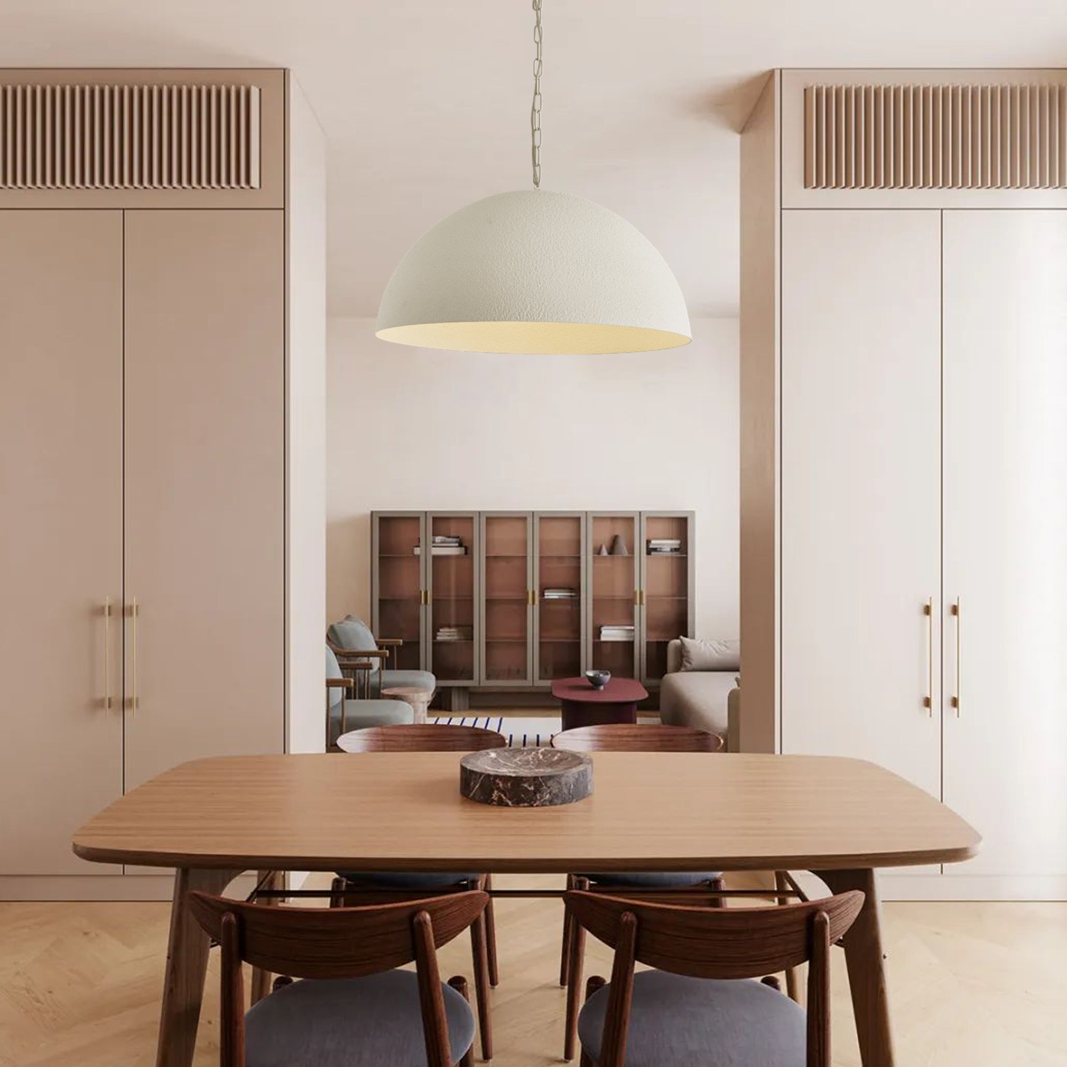 Modern Magma Dome Pendant Light Large White Metal Ceiling Hanging Lamp for Kitchen and Dining Room