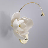 Modern Magnolia Flower Wall Sconce Set with Handcrafted Cotton Paper Petals