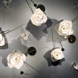 Modern Magnolia Flower Wall Sconce Set with Handcrafted Cotton Paper Petals