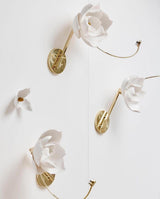 Modern Magnolia Flower Wall Sconce Set with Handcrafted Cotton Paper Petals