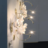 Modern Magnolia Flower Wall Sconce Set with Handcrafted Cotton Paper Petals