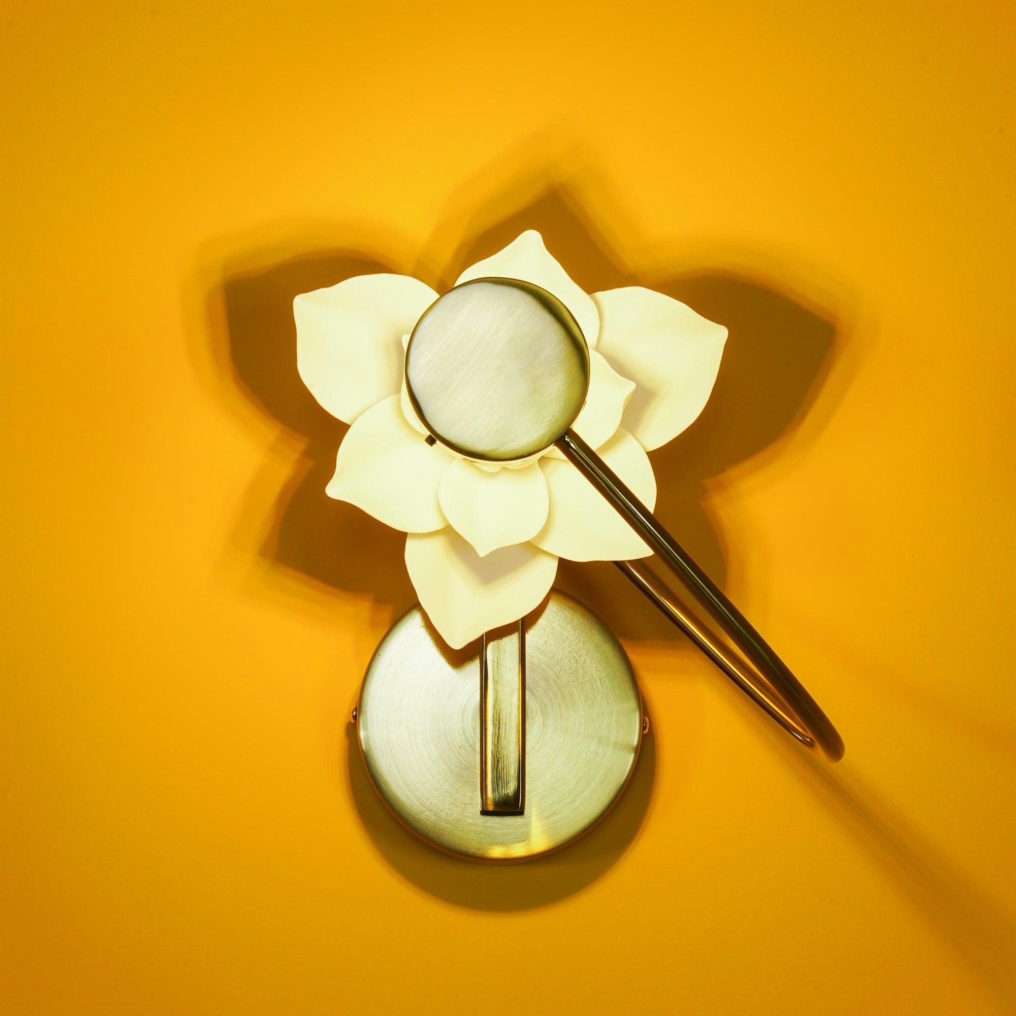 Modern Magnolia Flower Wall Sconce Set with Handcrafted Cotton Paper Petals