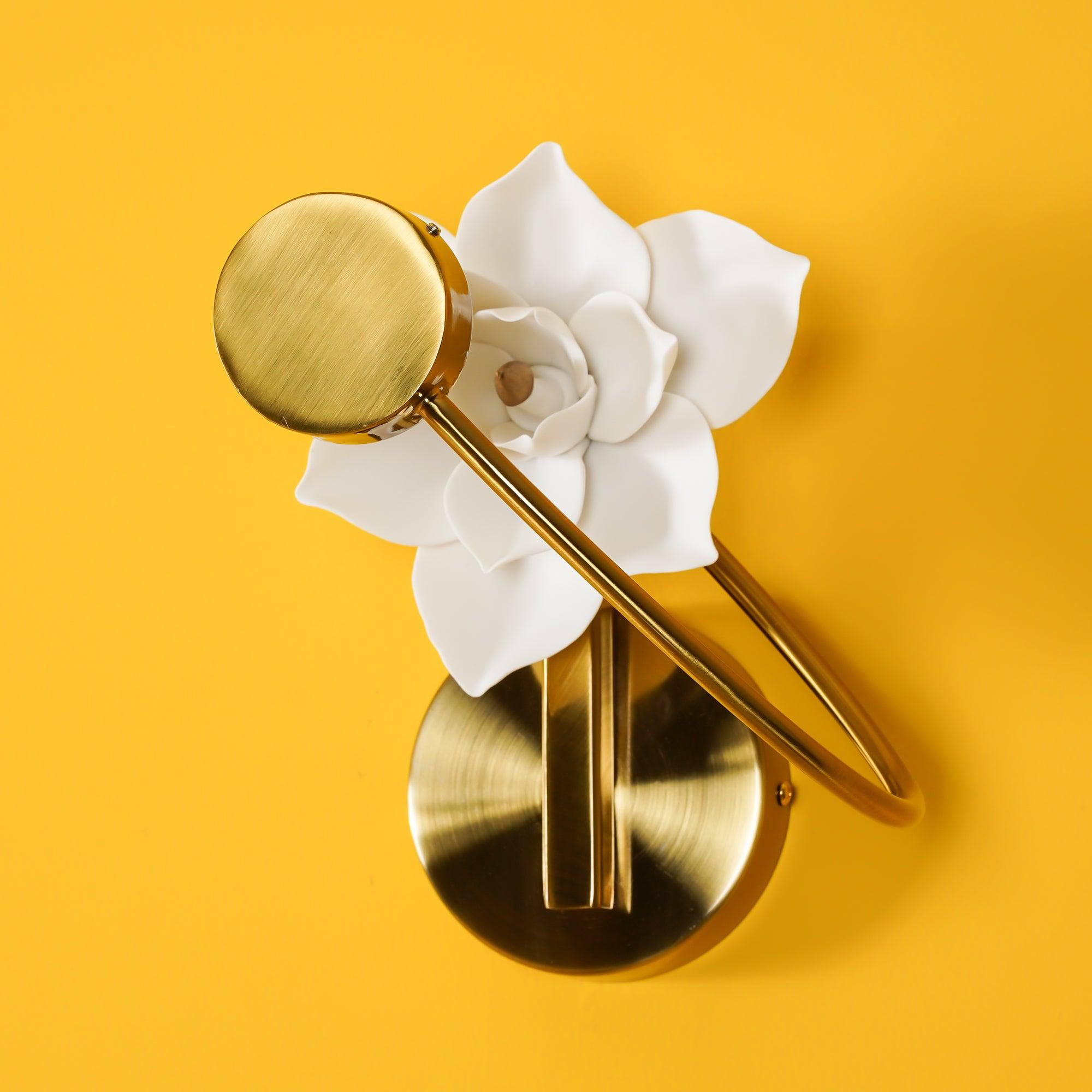 Modern Magnolia Flower Wall Sconce Set with Handcrafted Cotton Paper Petals