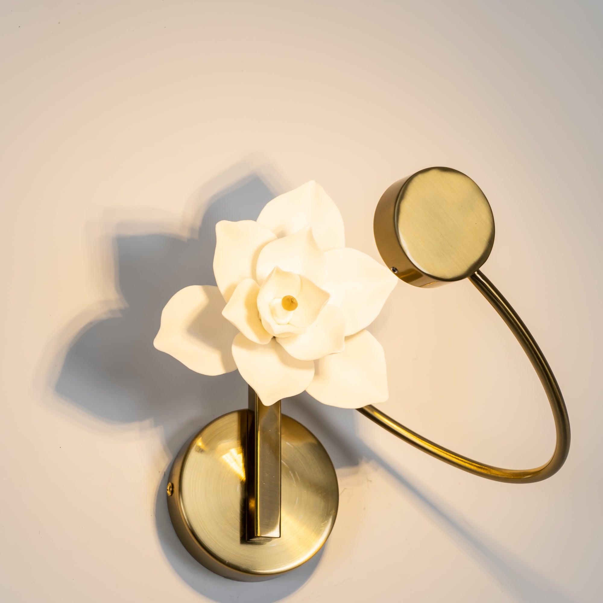 Modern Magnolia Flower Wall Sconce Set with Handcrafted Cotton Paper Petals