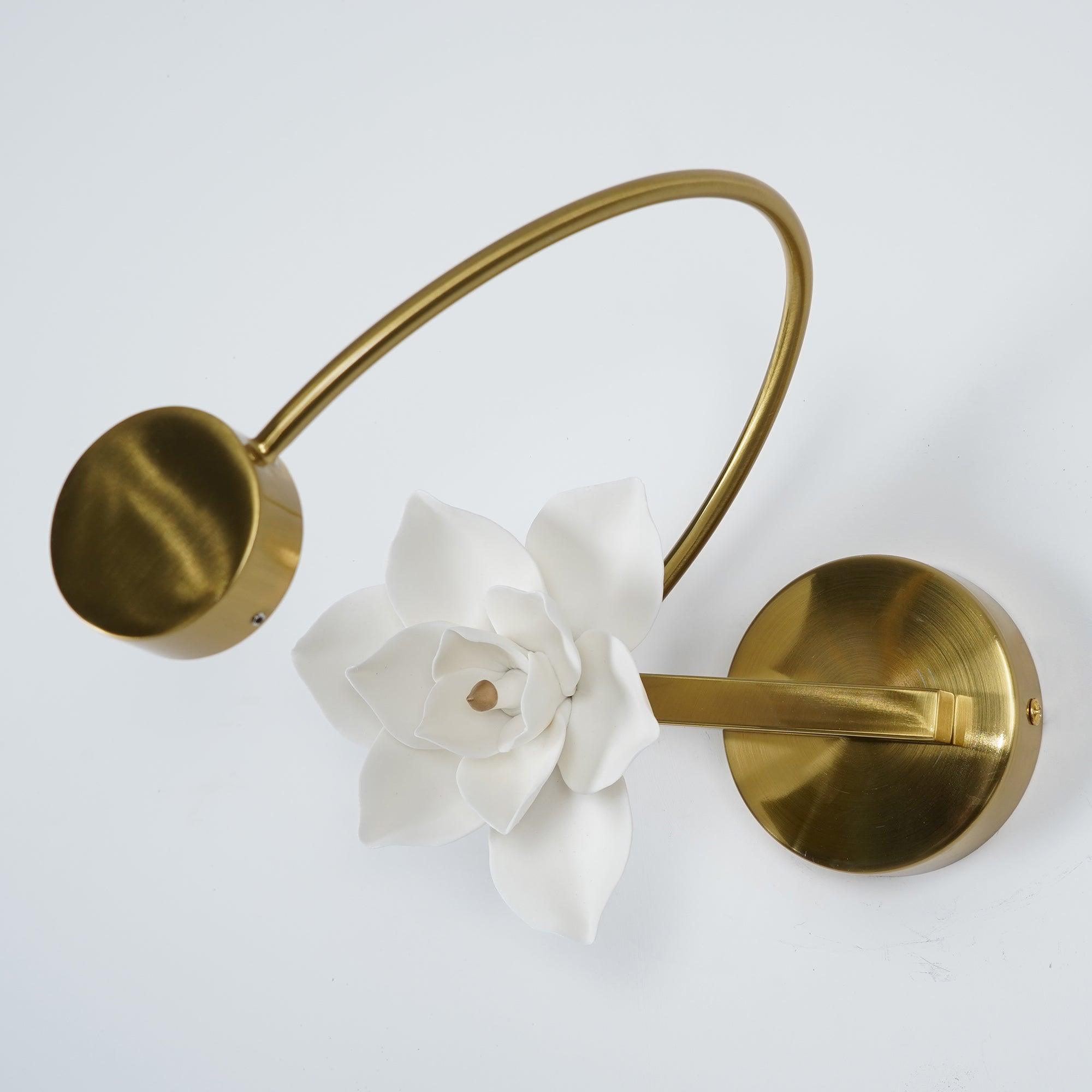 Modern Magnolia Flower Wall Sconce Set with Handcrafted Cotton Paper Petals