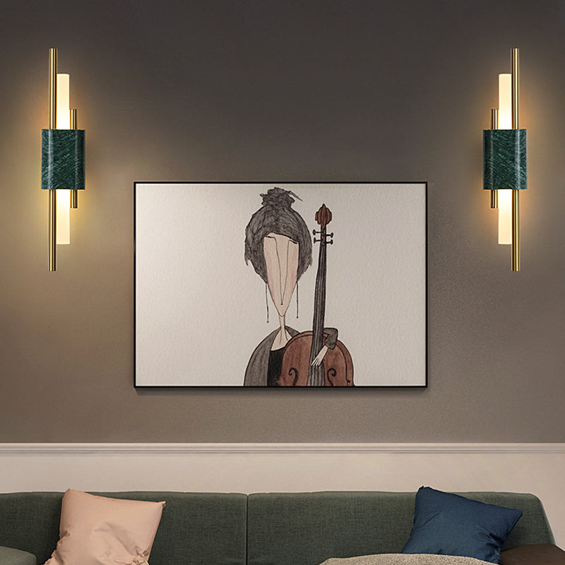 Modern Marble and Gold LED Wall Sconce Luxury Strip Light for Bedroom and Hallway