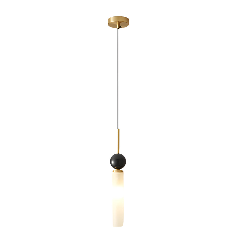 Modern Marble Cylinder Pendant Light with Copper Accents and Acrylic Shade Hanging Lamp